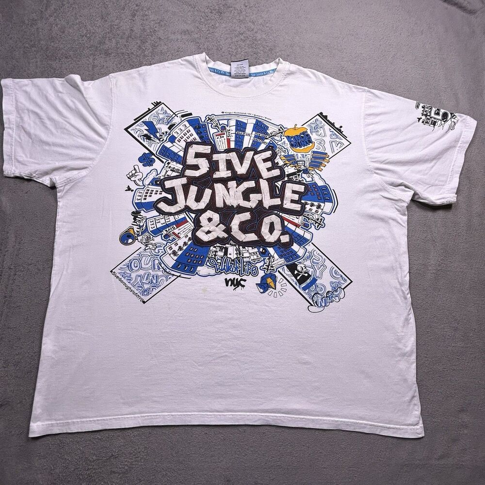 5ive Jungle T-Shirt Mens 5XL Y2K NYC Graphic Streetwear Hip Hop